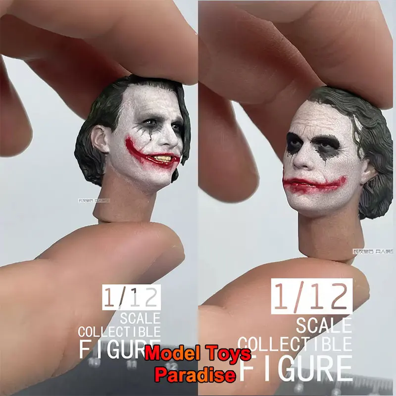 FILIXTOYS- FX004  1/12 Men Soldier Joker Head Sculpt Heath Ledger Smile Silence Head Carving Fit 6inch Action Figure Body