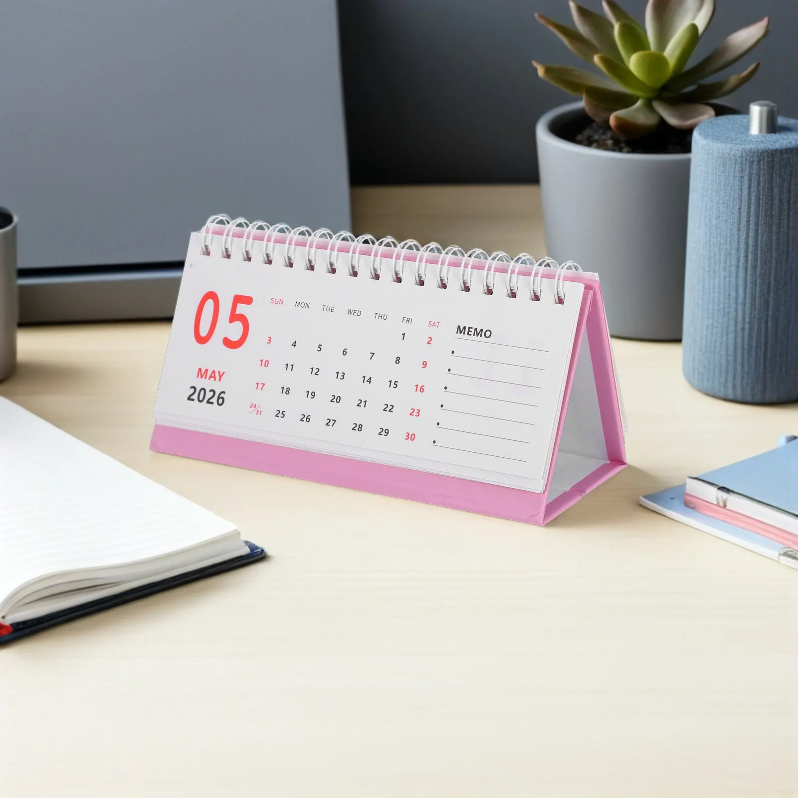 

3Pcs Mini Desktop Calendar Cute Aesthetic Stand Up Design Monthly Agenda Planner for Workspace Organization 2026 Daily Use