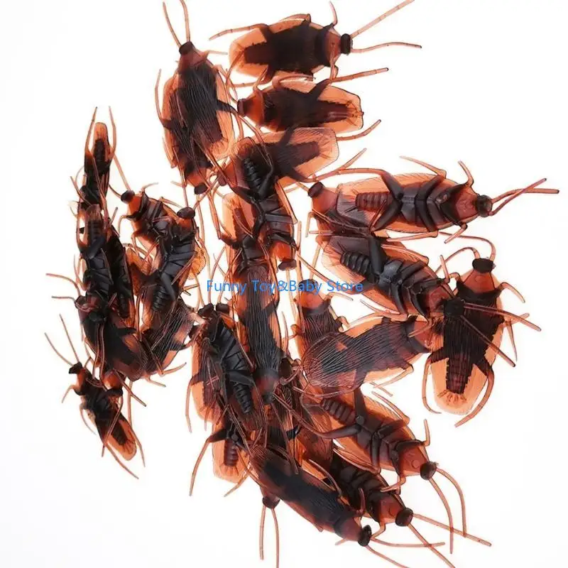 C90B Pack of 100 Halloweens Prank Insect Toy Realistic Cockroach Gag Party Supplies