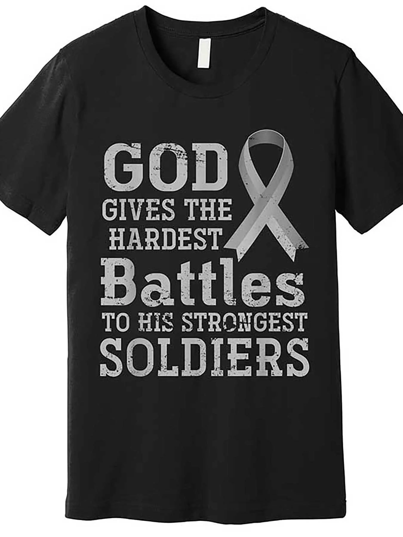 Men's cotton casual T-shirt - Lung Cancer Fighter Christian Inspirational Shirt - Christmas Gift