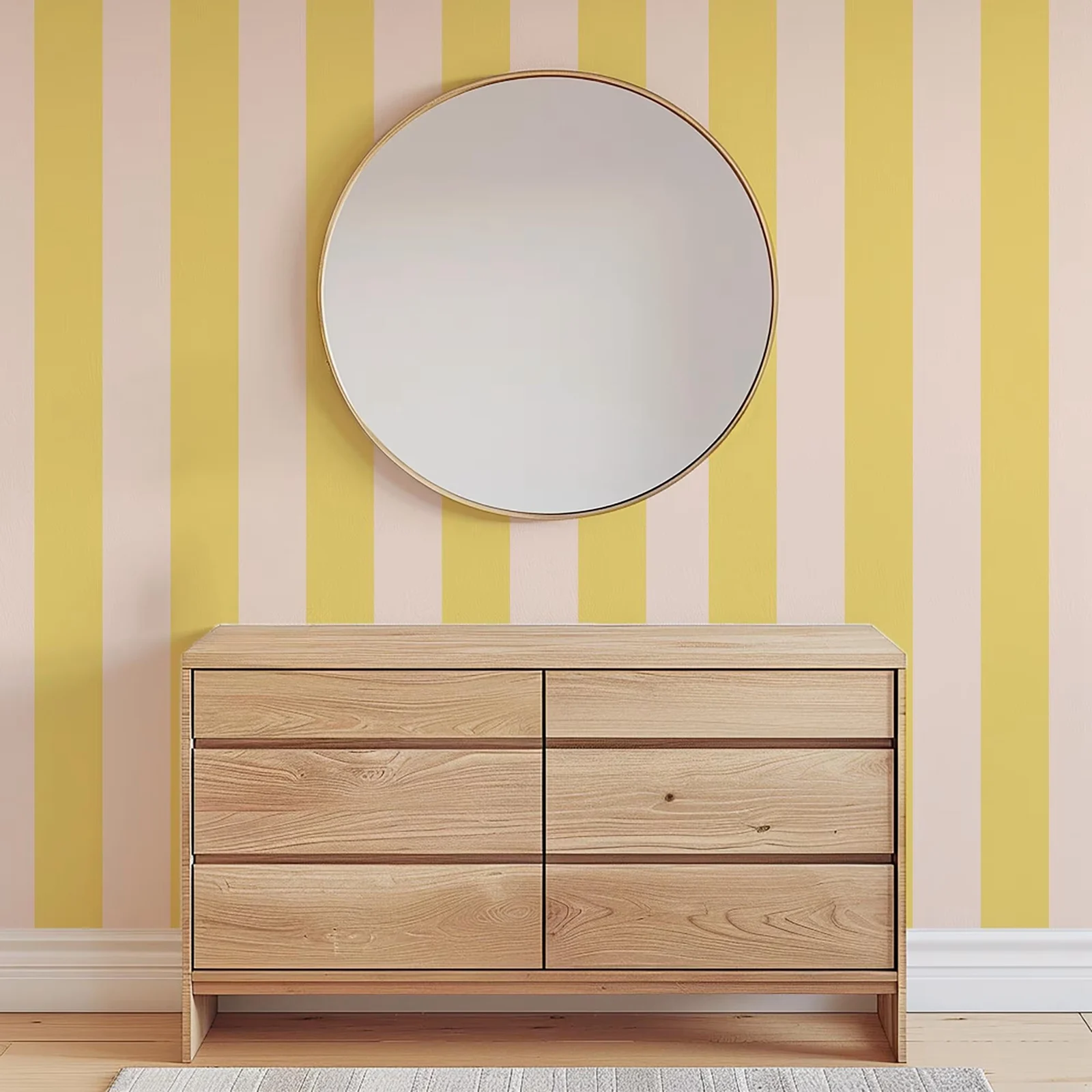 Stripe Wallpaper Roll,Stately Soft Butter Yellow Cream Wall Mural For Room Decor,Self-adhesive Or Traditional Warm Wall Paper