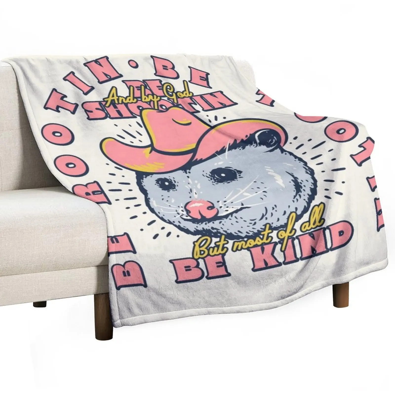 Rootin Tootin Shootin Possum | Opossum Cowboy Advice | Space Cowgirl Country Style | Possum Pet Mat Bandana Throw Blanket