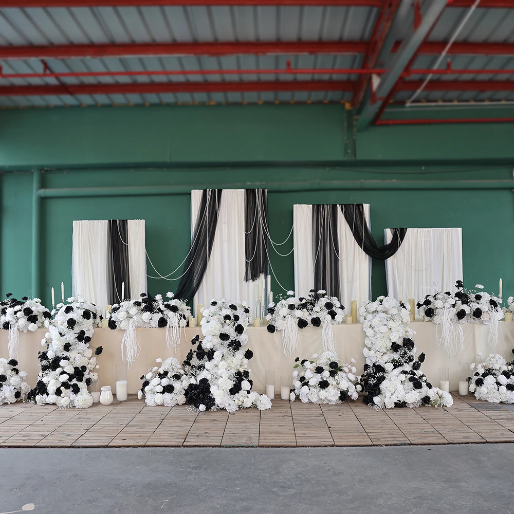 

Роскошные свадебные украшения ручной работы Fleur Artificielle, высокое качество, черная, белая роза, настольные цветочные композиции, декор HY2750