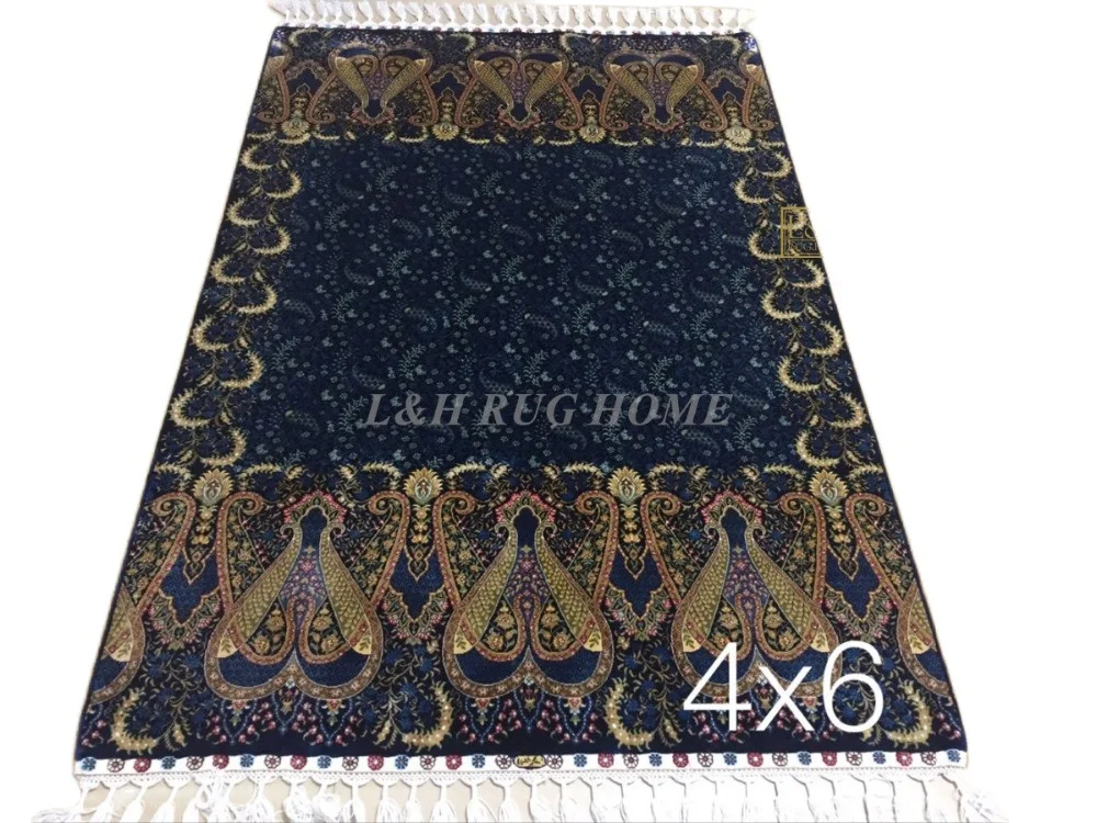 Free shipping 4'X6' 230 Line Handmade Silk Oriental Persian Rug hand Knotted silk carpet for home decoration