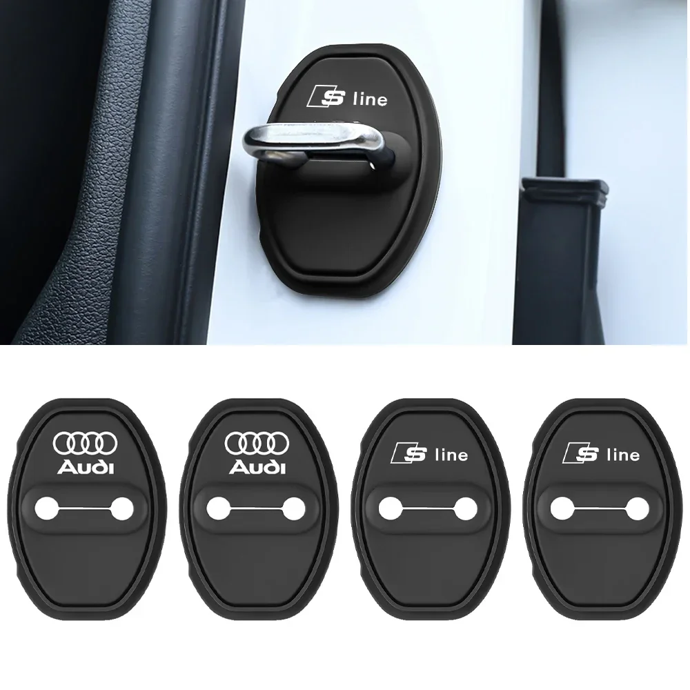 2/4Pcs Silicone Car Door Lock Buckle Car Door Latch Mute Damping Cushion For Audi Sline A1 A3 A4 A5 A8 Q3 Q5 Q7 S3 S4 S5 S6 S7 S