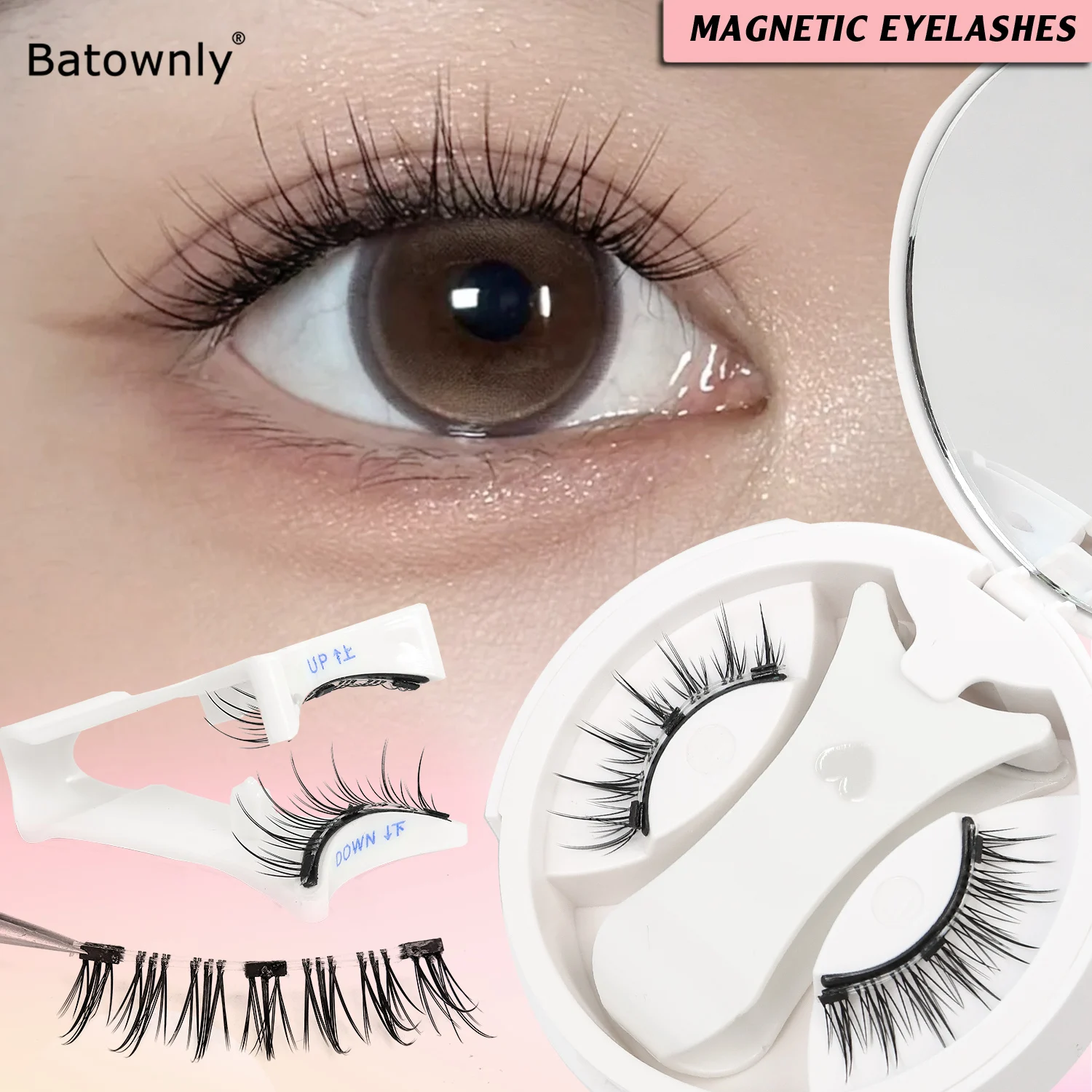 1 Pair, Magnetic Eyelashes, Small Flame-Shaped False Eyelashes, Natural Look, Cartoon Big Eyes, Magnetic Eyelash Set, Reusable, Easy to Carry, Comfortable to Wear, No Glue Needed, Natural Eyelashes, Suitable for Sensitive Eyes, Suitable for Daily Makeup