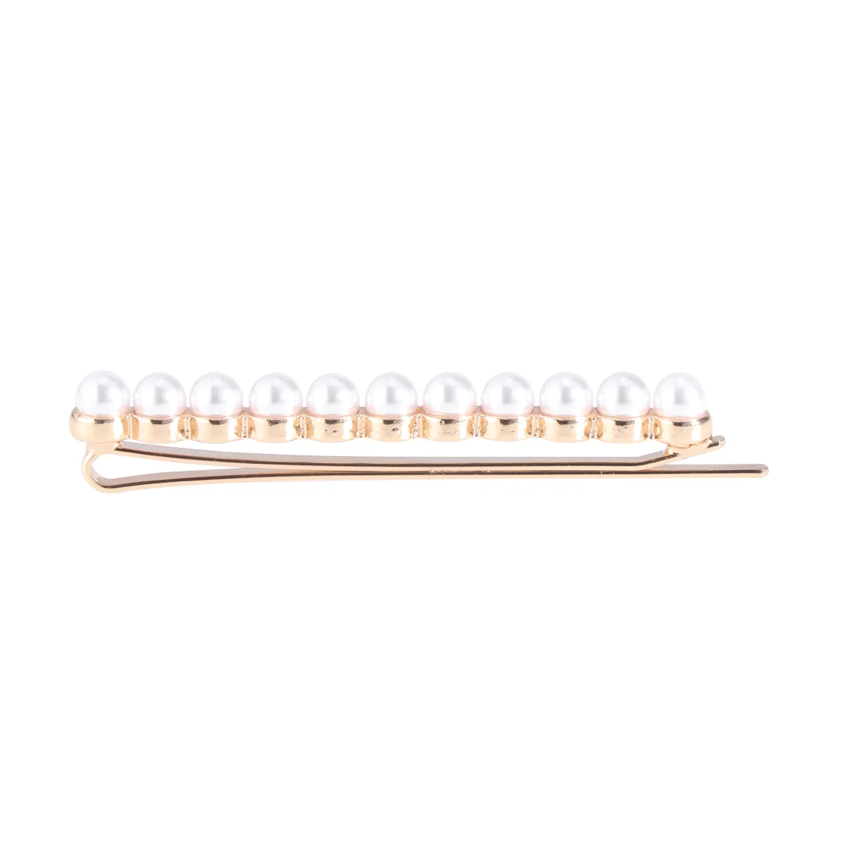 2pcs Manmade Pearl Hair Clips Short Barrettes Bobby Pin Hair for Ladies and Girls (Golden)