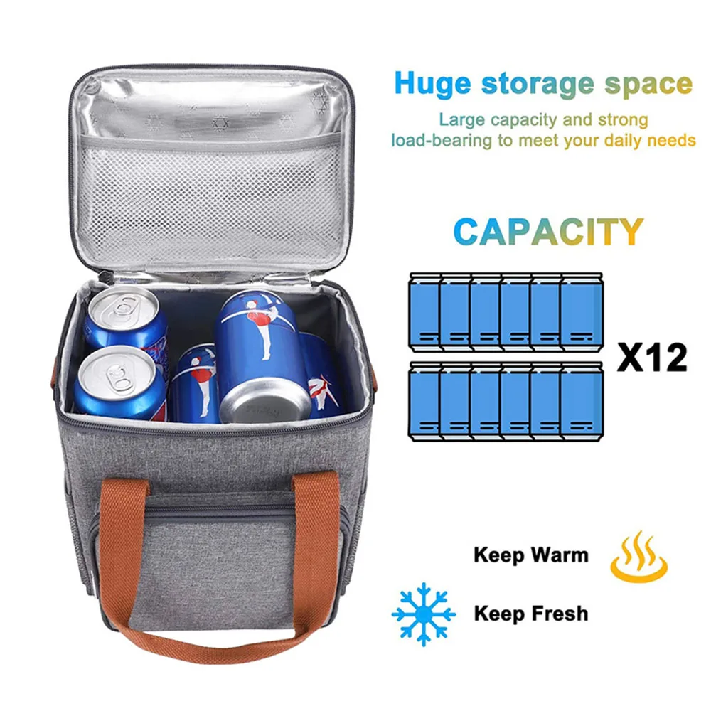 8L Picnic Bag Heat Preservation Refrigeration Lunch Box Cooler Bag for Camping BBQ Family School Work Outdoor Camping Travel