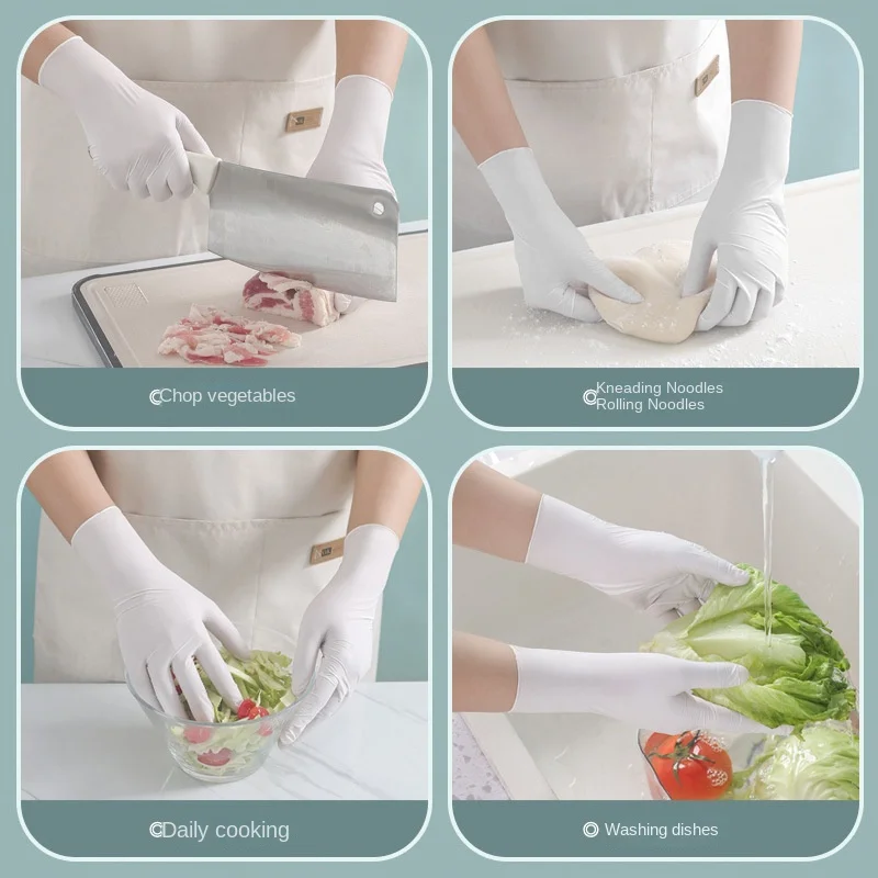 Nitrile Dishwashing Gloves Household Cleaning Kitchen Food Grade Disposable Household Waterproof Female Work Gloves #3933