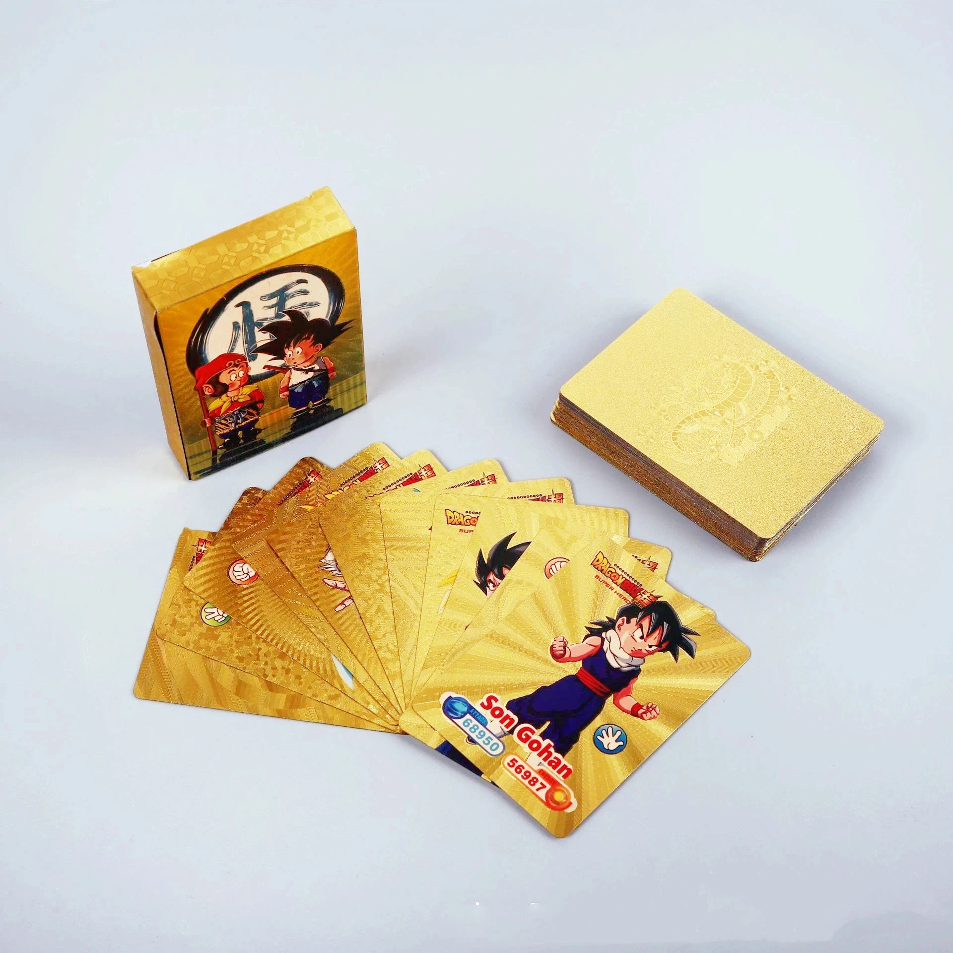 

55 Dragon Ball Gold Foil Gold Letter English Game Collection Cards Goku Super Saiyan Series Desktop Games Fans Birthday Toy Gift