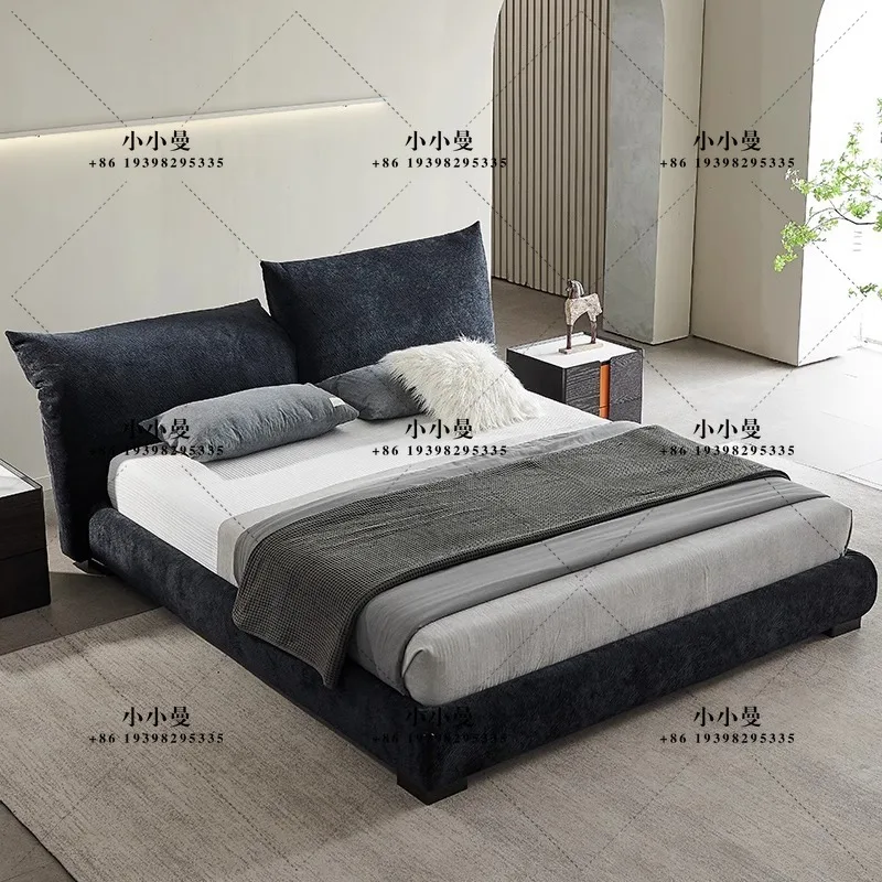 Chenier flannel petal bed modern simple double master bedroom fabric bed household light luxury