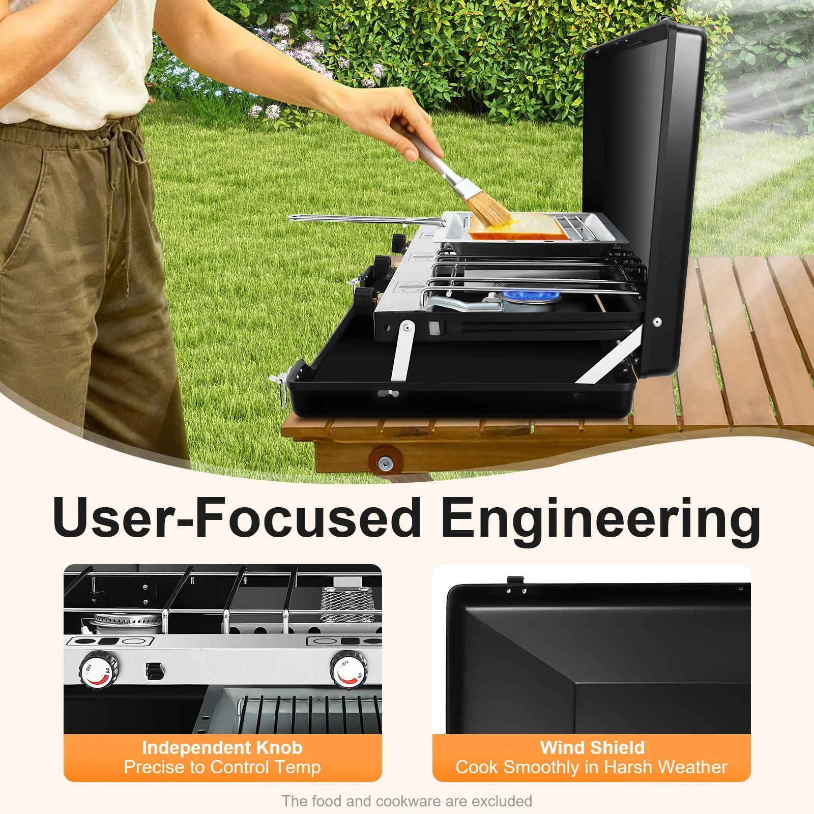 

Multi-Scene Black 3-Burner Camping Stove(Camping/Barbecue/Picnic) - Easy To Clean With Damp Cloth, Ideal Gift For Camping Lovers