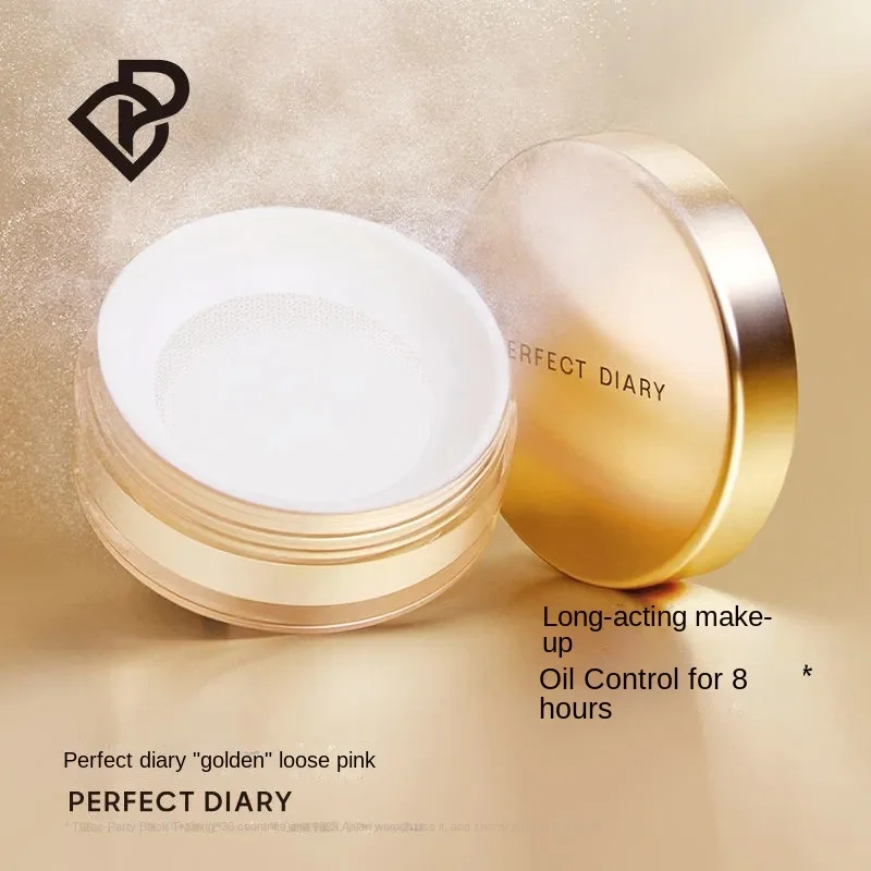 Perfect Diary Gold Loose Powder With Puff Waterproof Matte Setting Powder Finish Makeup Oil-control Professional Cosmetics