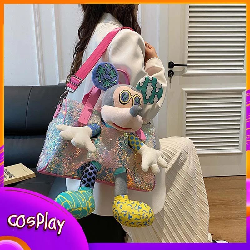 

Сумка на плечо с Микки Маусом, милая женская сумка через плечо с героями мультфильмов Диснея, повседневная модная модная женская сумка, уличная сумка для куклы, подарок для девочки