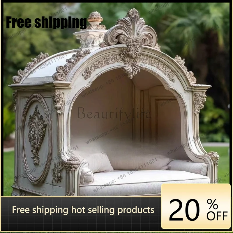 FGPalace style interior solid wood carving flower villa luxury cat and dog room cage simple modern