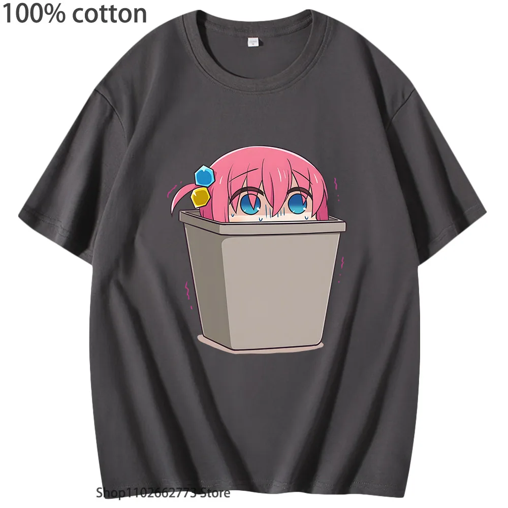 Kawaii Hitori Gotou Graphic Tshirts Bocchi The Rock Clothes Women Casual 100% Cotton T-shirts Anime Cartoon Tees High Street Top