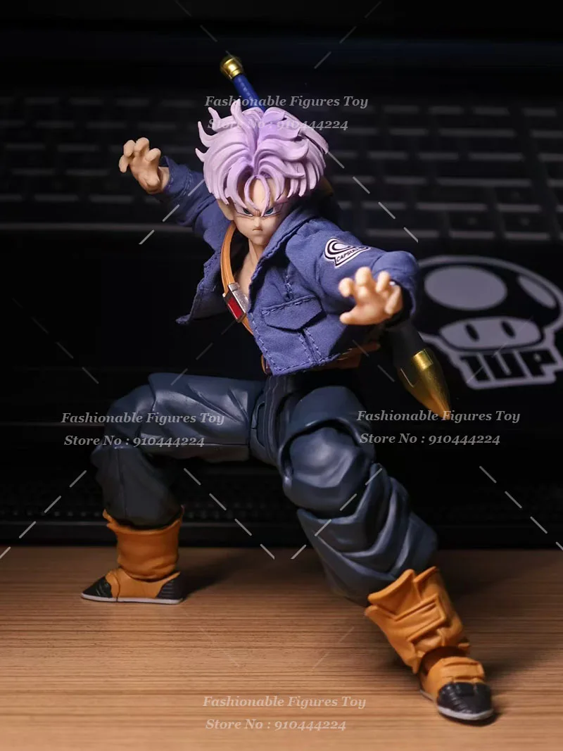 SHF 1/12 Men Soldier Future Trunks Combat Jacket Dragon Ball Blue Training Gi Short Coat Accessory Fit Action Figure Body Dolls