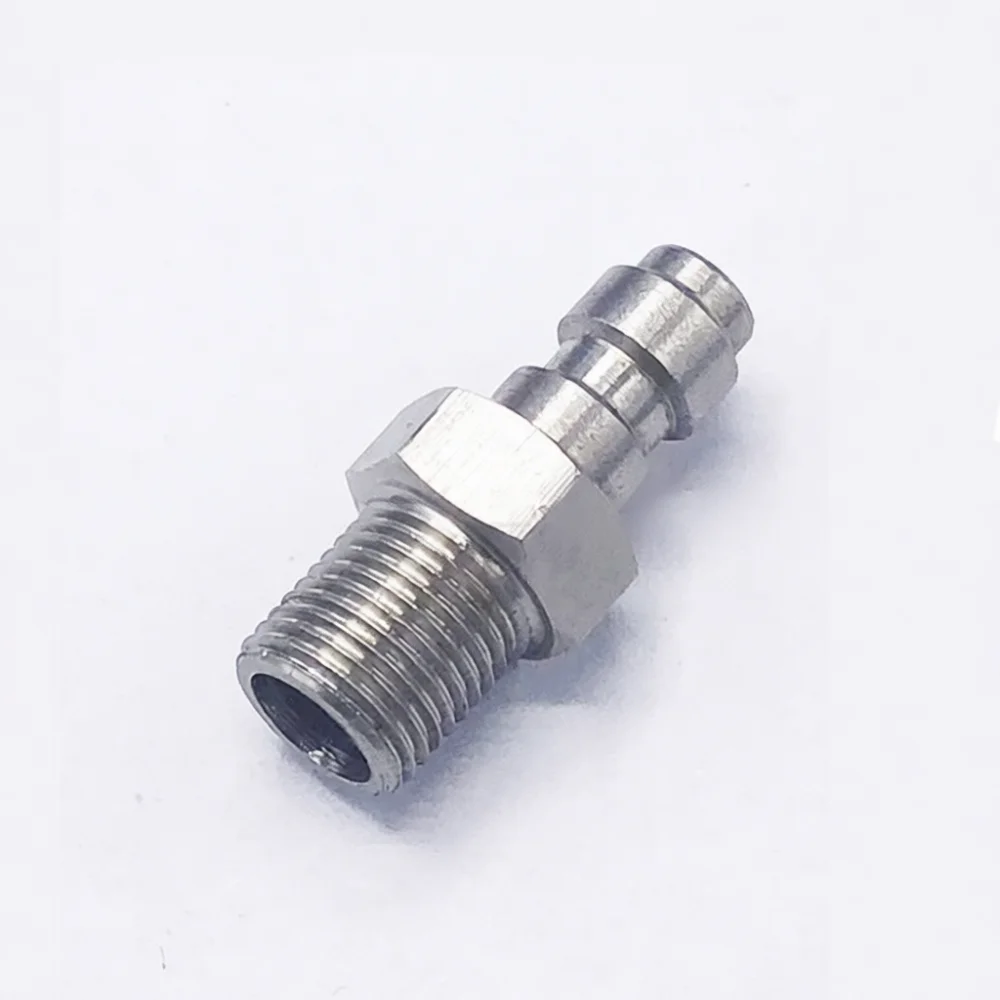 Stainless Steel 8mm Hose Connector Quick Release Male Plug Pneumatic Tool Fitting With Dust Cap M10X1 1/8NPT Air Valve