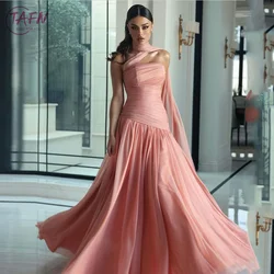 TAFN Pink A-line Formal Evening Dresses for Women Elegant Draped Side Slit Prom Party Gown vestidos de fiesta Custom Made