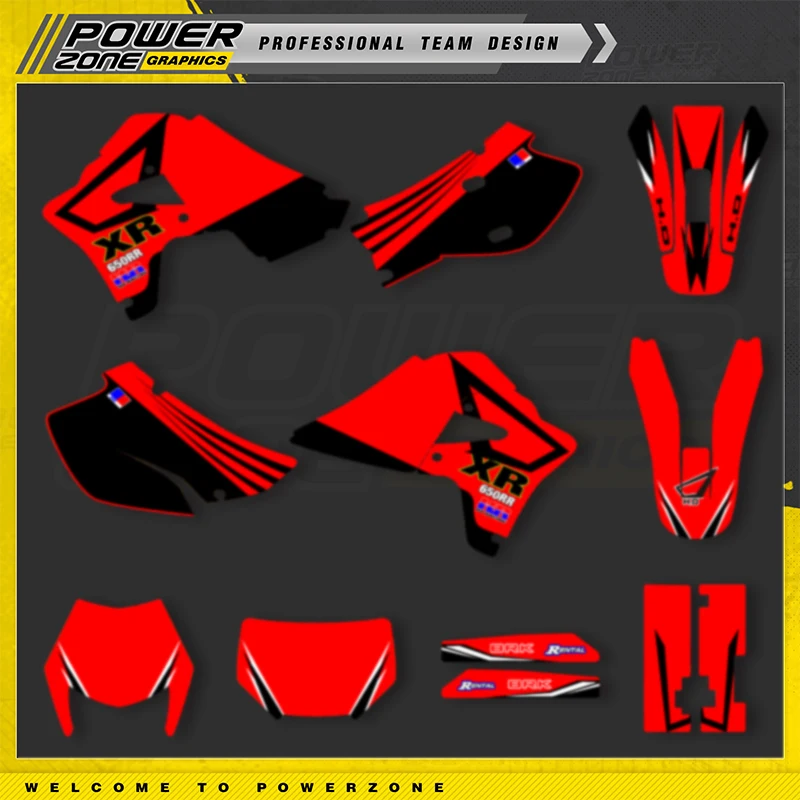 PowerZone Custom Team Graphics Background Decals Stickers Kits For Honda XR 650R 2009-2000 Supermoto 650cc Custom Number Name