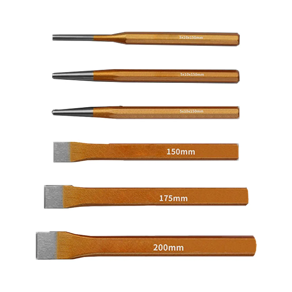 

Concrete Chisel Alloy Steel Chisel For Breaking Stones Carving Tools Demolition Tools 6pcs Chisel Set With Bag