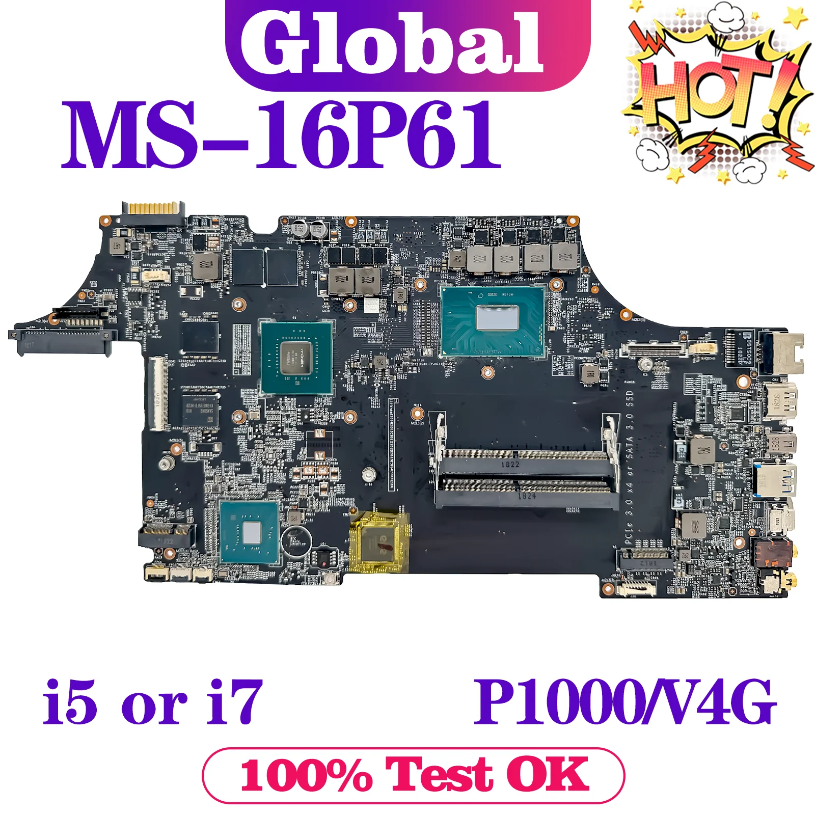 EllFU Carte Mère Pour gelée MS-16P61 GL63 GE63 GE73 WE63 GP63 MS-16P6 Ordinateur Portable Carte Mère i5 i7 8th Isabel GTX1050/GTX1050Ti-V4G