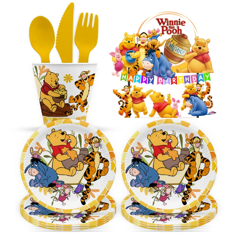 

Disney Winnie The Pooh Cute Cartoon Theme Birthday Party Aluminum Foil Balloon Cake Fork Disposable Commemoration Day Suppiles