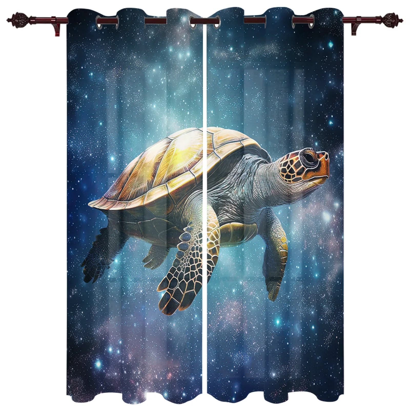 

Turtle Stars Milky Way Window Curtains for Living Room Luxury Modern Bedroom Curtains Coffee Dining Room Drapes