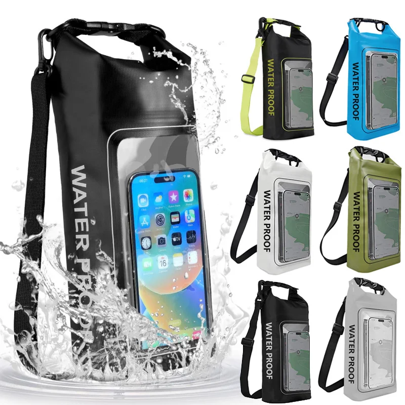 

2L Swimming PVC Pack Dry Bag Touch Screen Outdoor Waterproof Shoulder Kayak Bags Trekking Drifting Rafting Surfing Boating Bag