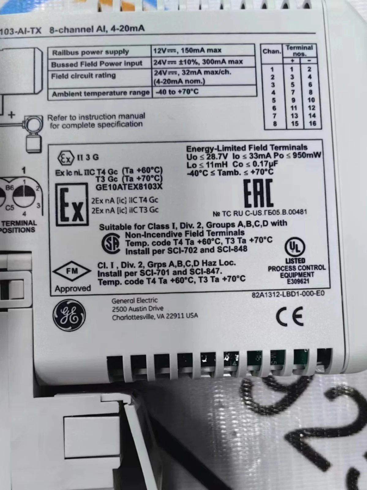 GE PLC Module 8103-AI-TX-01 Original Spot Base 8615-FT-4W