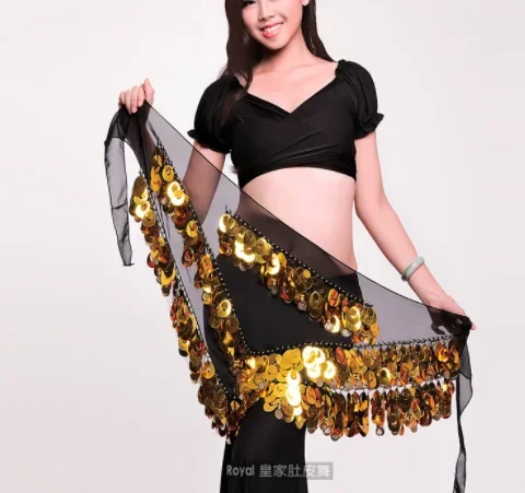 1 pz/lotto sexy danza del ventre sciarpa dell'anca ricamo paillettes danza del ventre cintura