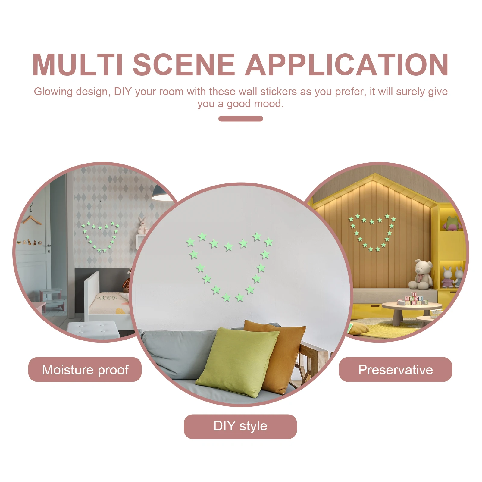 

1 Bag Creative Glowing Star Stickers Decorative Night Light Pentagram Wall Decals