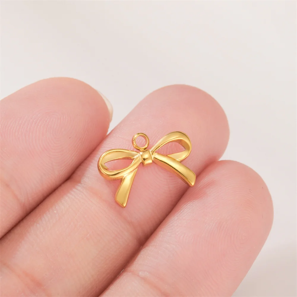 My Shape 3 pcs Bow Charms for DIY Jewelry Making Stainless Steel Charms Necklace Earrings Bracelet Summer Bangle Pendants DIY