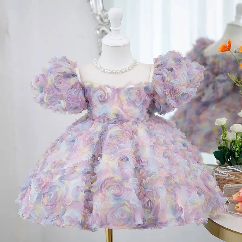 Baby Girl Flower Dress Kids Bridemaid Wedding Dresses For Children Ball Gowns Girls Boutique Party Wear Elegant Princess Frocks