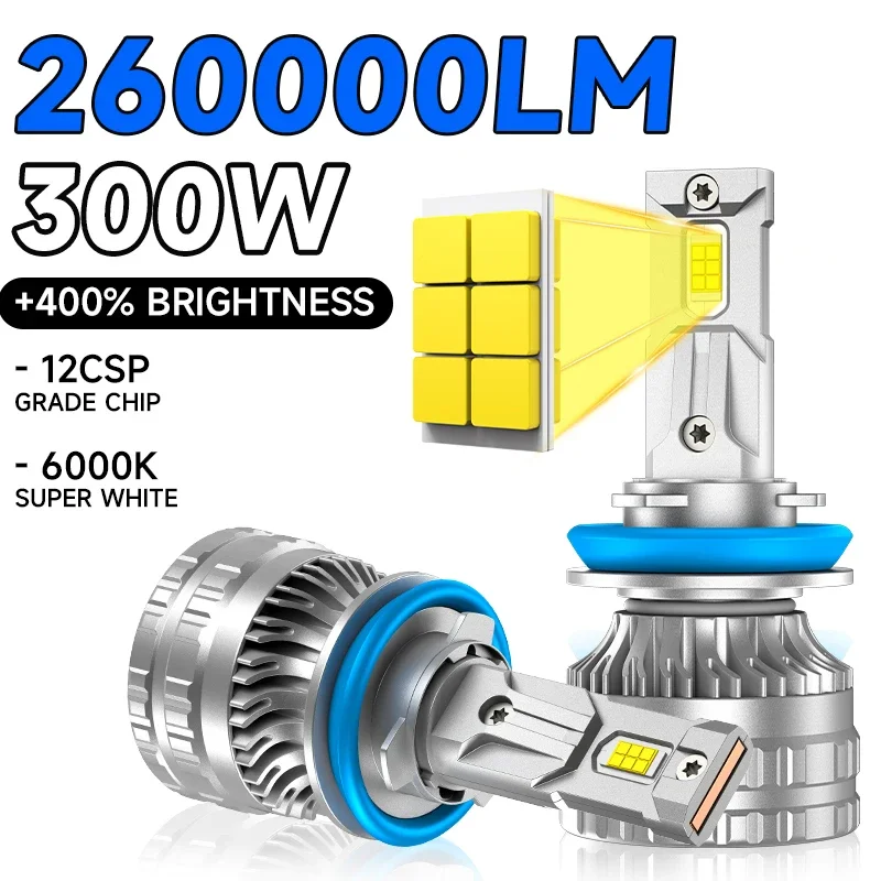 

Светодиодные фары 300 Вт 260000 лм H7 H4 H11, высокая мощность, 3570 CSP, Canbus, H1 H8 9005 HB3 9006 HB4 9012 HIR2, турбо-лампы для автомобиля