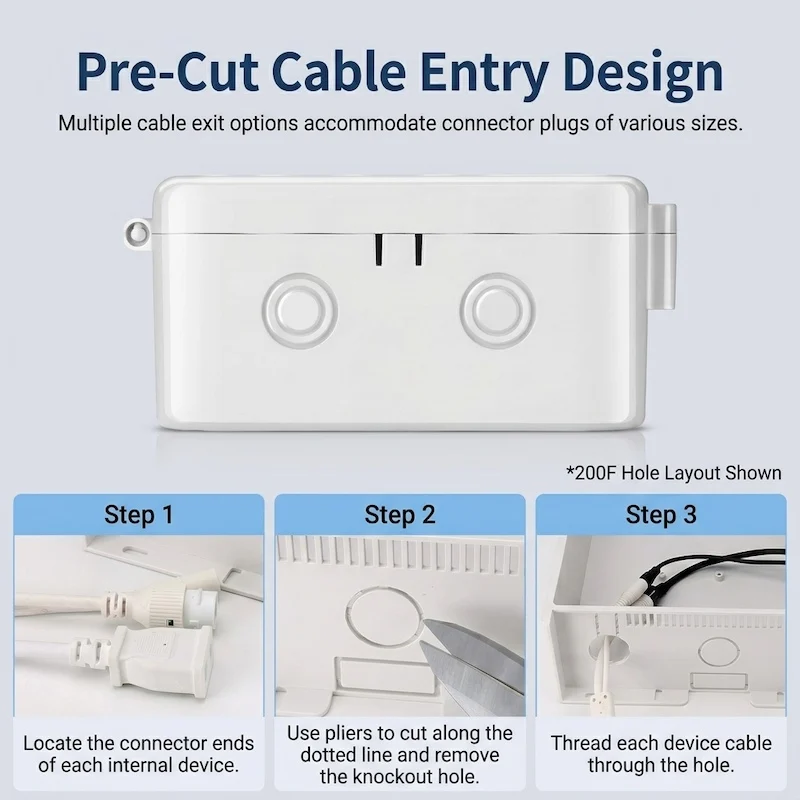 Waterproof Junction Box For CCTV Camera Video Wire Box Power Supply Cable Box Outdoor Electronic Camera Protection Box White