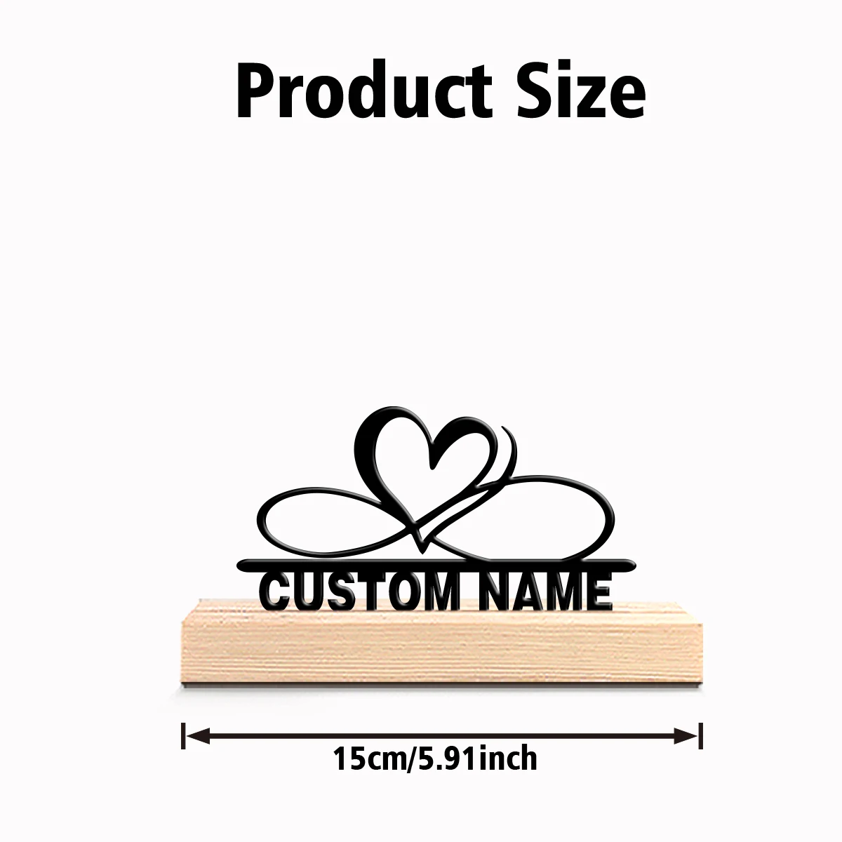 A customized home decoration Love Metal Art With Wooden Base Tabletop Decoration Wooden base tabletop sculpture, suitable for o