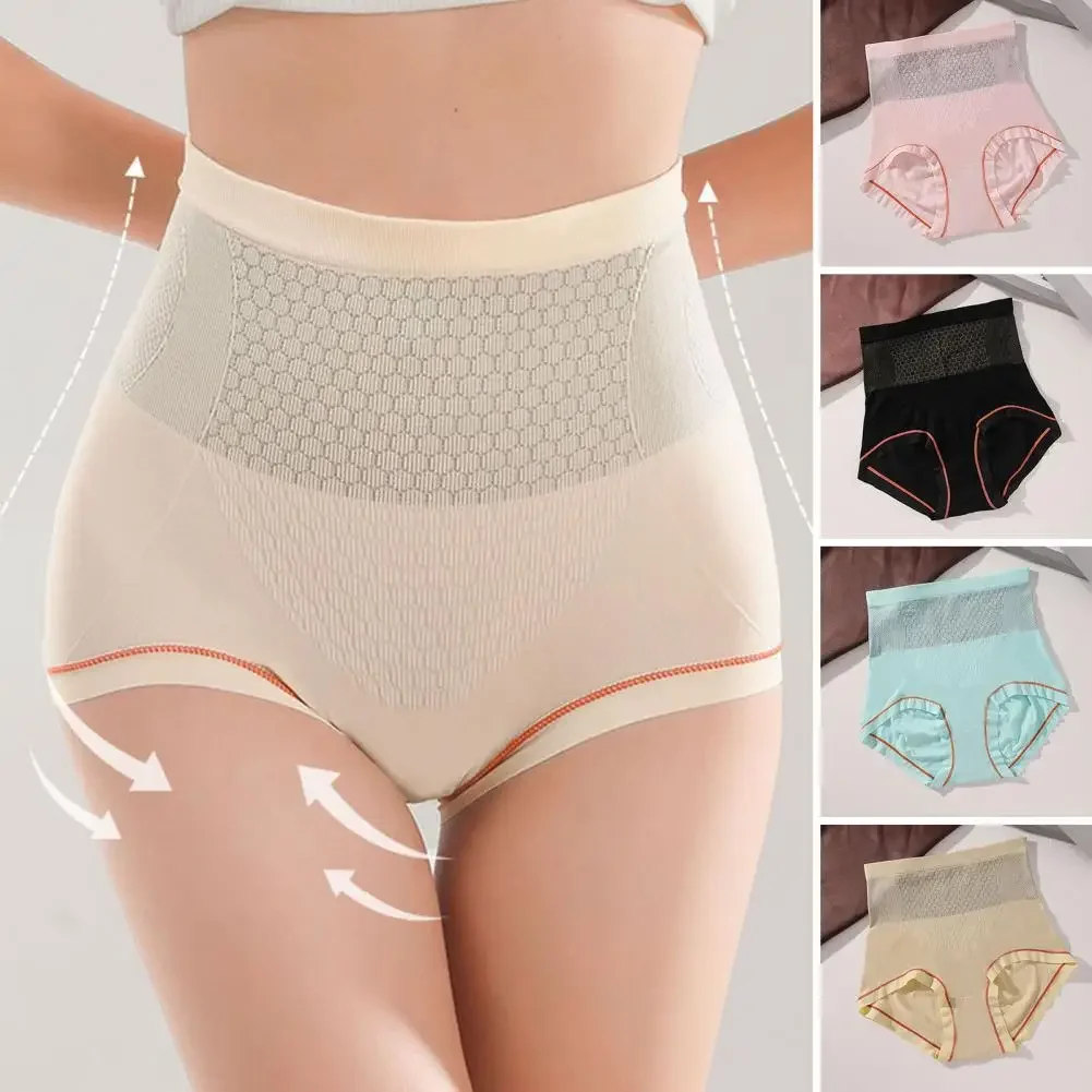 High Waist Women Panties Flat Belly Shaping Briefs Breathable Mesh Transparent Knickers Tummy Hip Lift Underpants