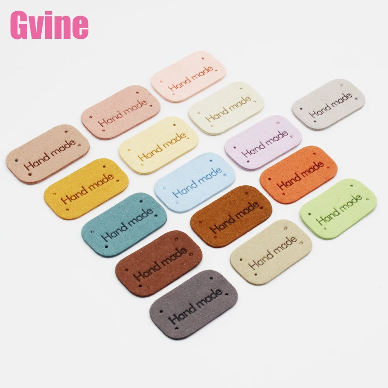 

50Pcs 38x22mm Leather Labels for Clothes Hat Bags DIY Crafts Hand Made Leather Tags Garments Labels Clothing Accessories