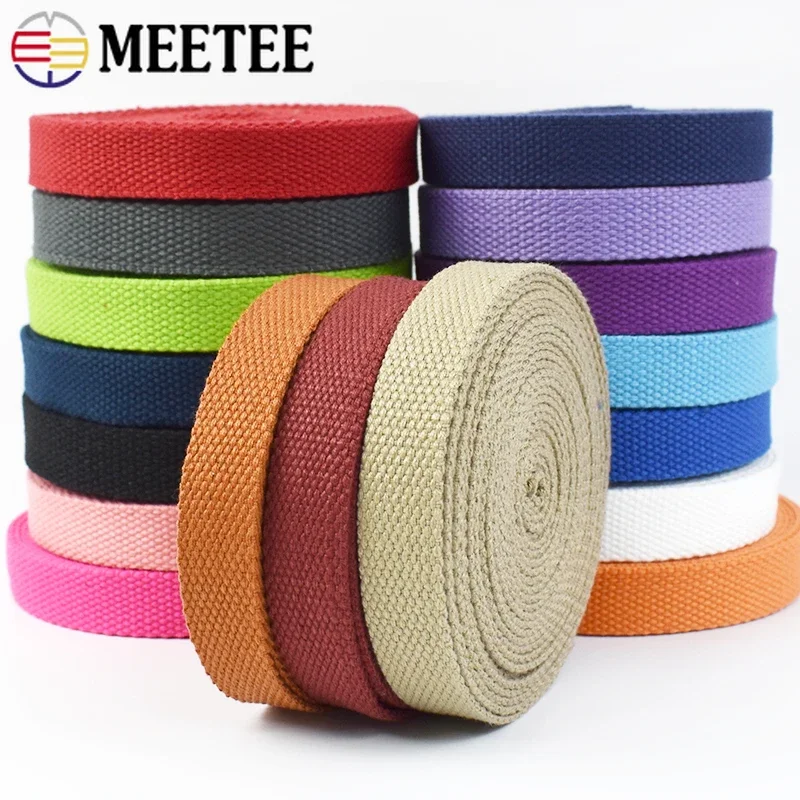 50Yards 20-38mm Cotton Webbing Tape 2mm Thick Canvas Ribbon for Bag Strap Garment Clothing Belt Bias Band DIY Sewing Accessories