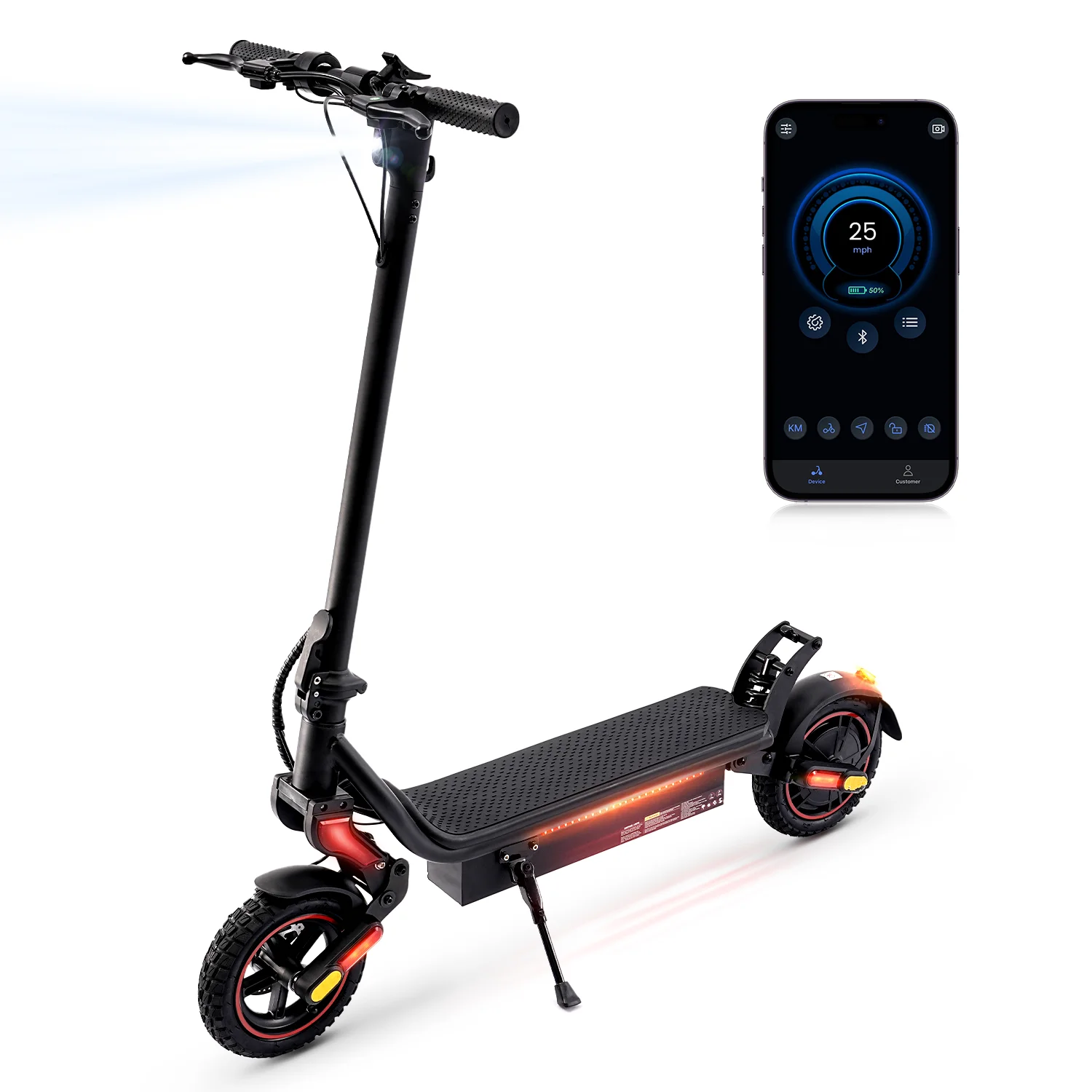 Trottinette électrique pliable iScooter W8 – Pneus de 9,3 pouces, moteur 750W, batterie 48V14Ah, freins, contrôle par application, 40KM/H, éclairage ambiant latéral, trottinette électrique pour
