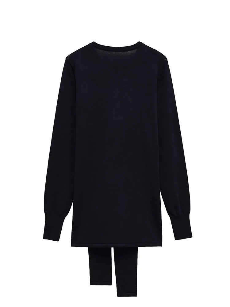 HH Women Autumn Fashion Versatile Crew Neck Long Sleeve Slim Knitted Top Female Temperament Bow Decorative Pullover Sweater