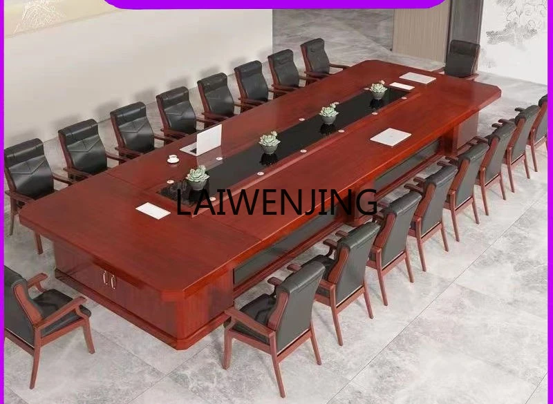 

LYN household large conference table solid wood office rectangular conference table and chair combination