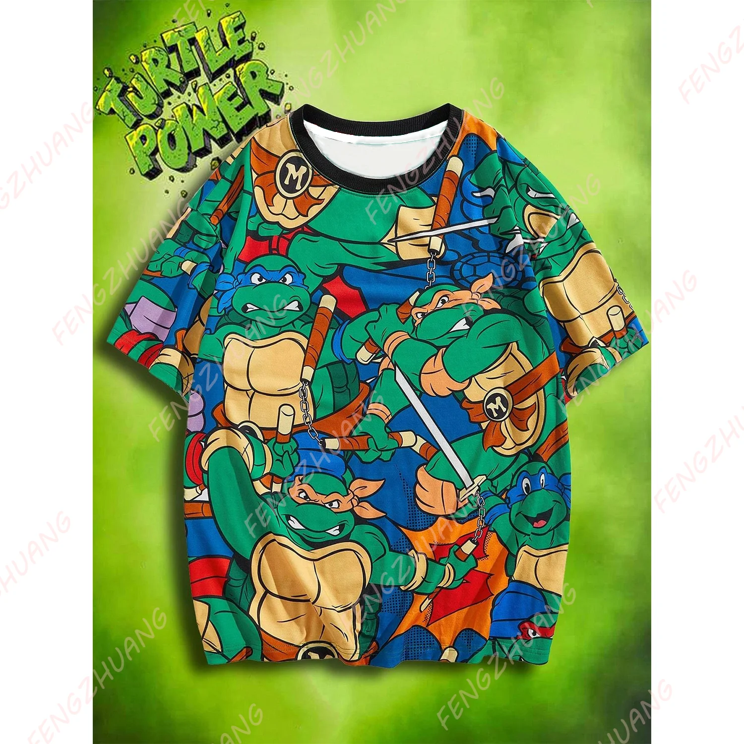 Camiseta con estampado animado para adolescentes Mutant NinJA Turtles X SHEIN, camisetas Unisex de verano, gran oferta, camisetas informales caprichosas