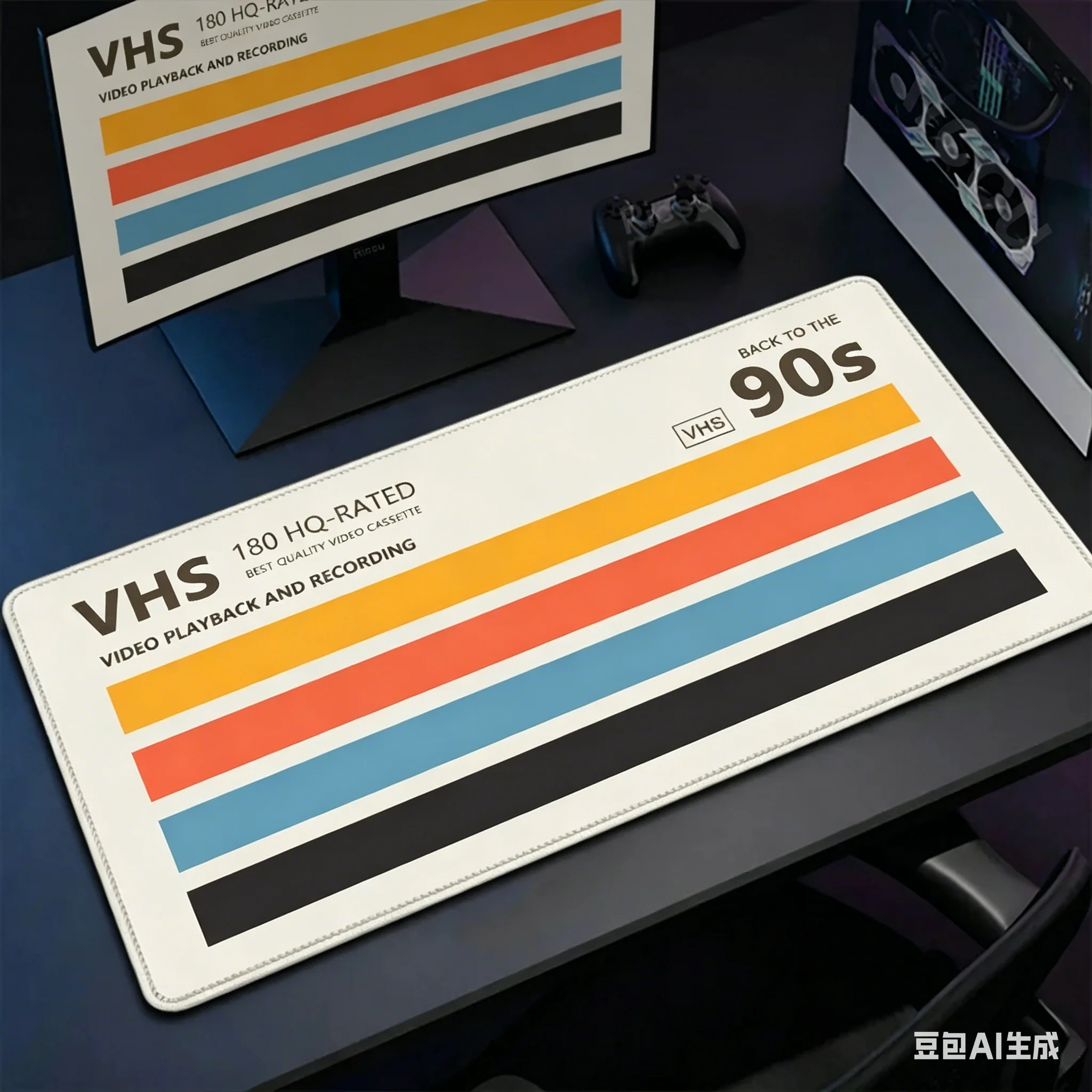 mouse-pad-estilo-retro-vhs-xxl-grande-para-computador-mousepad-antiderrapante-para-gamer-teclado-mousepad-90x40cm-design-artistico-hd-tapete-de-mesa