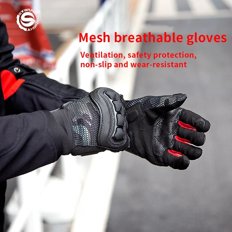 

SFK Summer Breathable Mesh Motorcycle Gloves Full Finger Touch Screen Protective Men Military moto Gloves Motorcycle Racing Gear