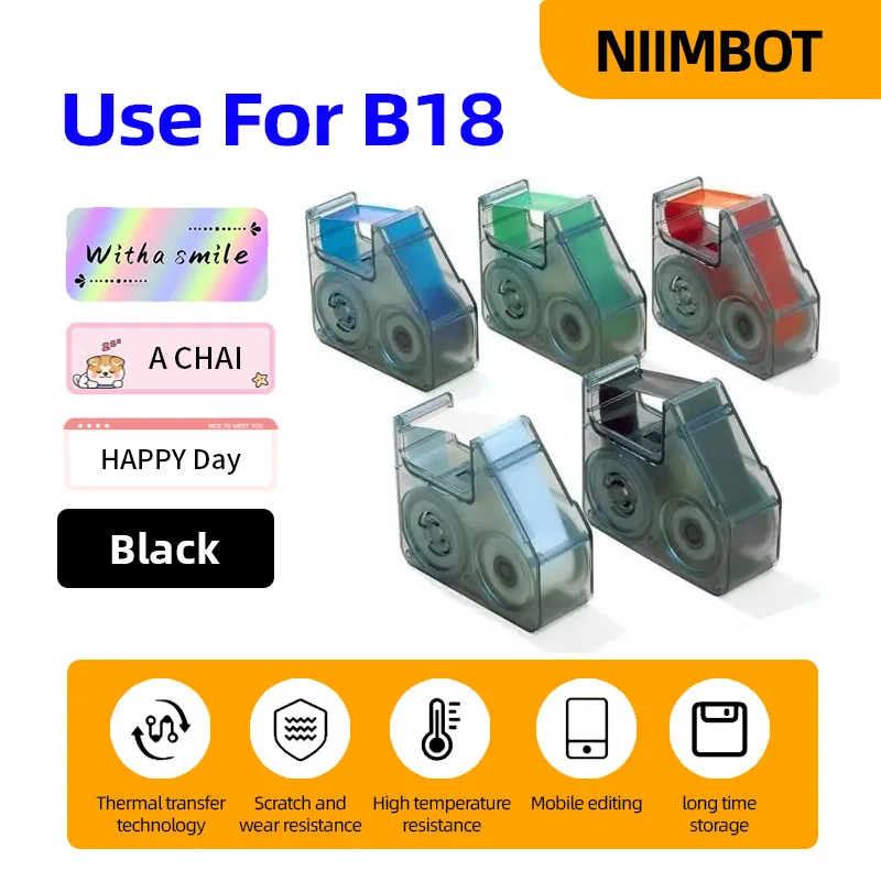 [Niimbot B18 Ribbon Sticker] Transfer Ribbon Printing Color Storage Over 10 Years Mini Label Printers Color Ribbon