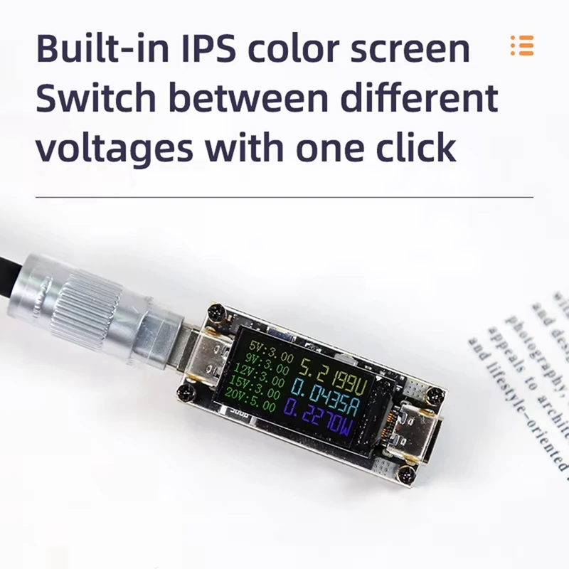 2025 جديد PD100W 5A متعدد الأغراض Decoy5/9/12/15/20 فولت 0.96 بوصة شاشة ملونة الجهد الحالي الطاقة إيجابية وسادة القطب الكهربائي السلبي