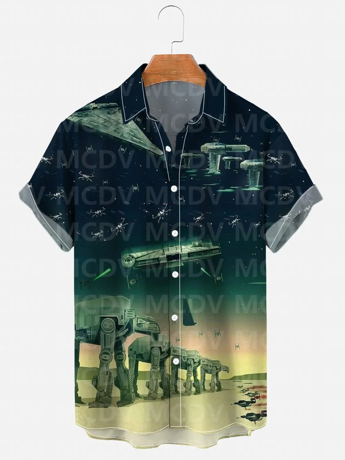 Alien Mecha-vestido Hawaiano con estampado 3D para hombre, camisa informal de estilo clásico, blusa Retro Social, ajustada, Verano