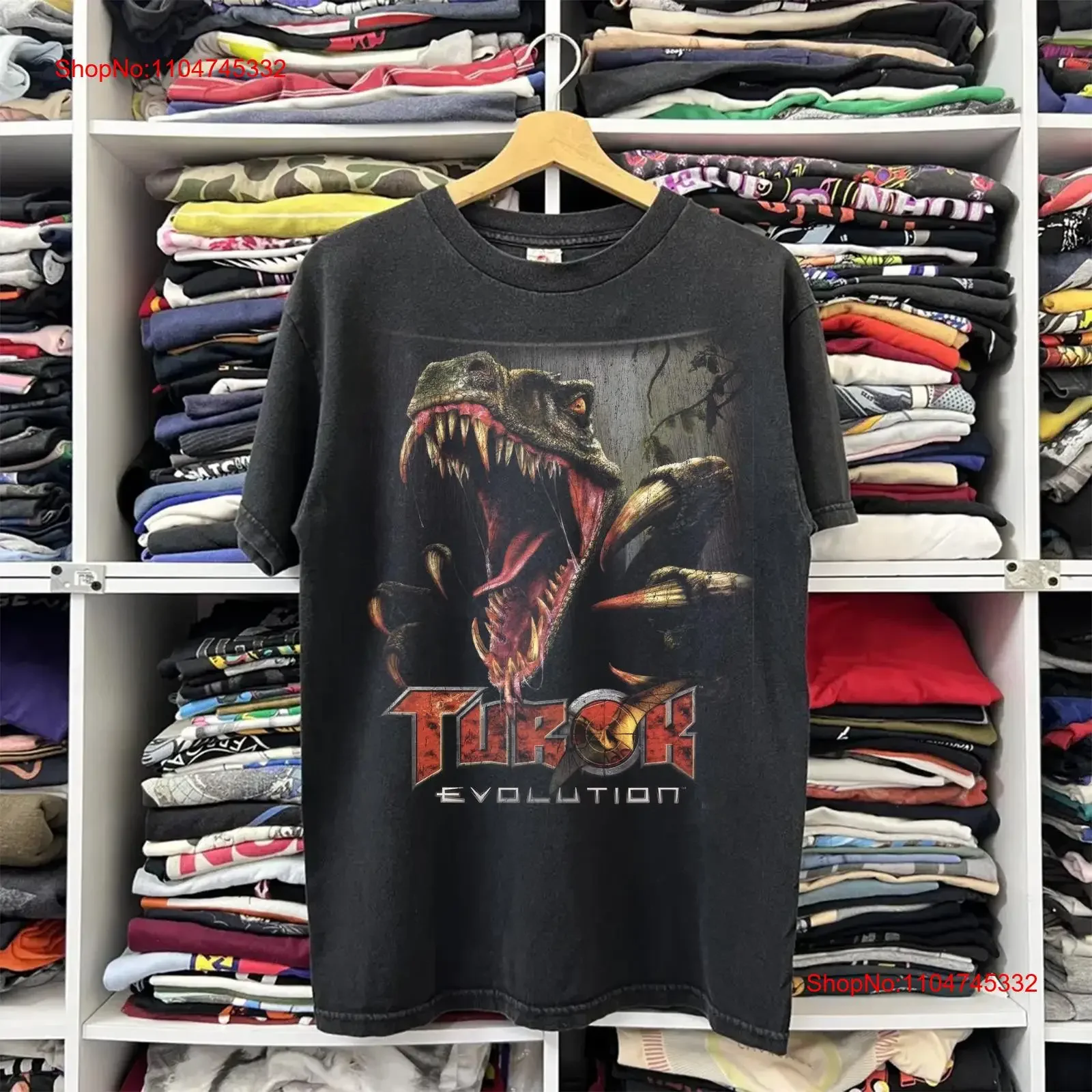 Image of Turok 90er 2000er Jahre klassisches Retro Gaming Gamer Vintage T-Shirt Vintage gewaschene Mode Unisex vielseitige Grafikdesignerkleidung